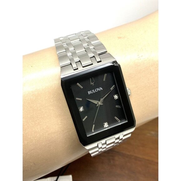 Bulova Men's Watch 96D145 Diamond Black Dial Silver Stainless Steel Quar… - Picture 11 of 14